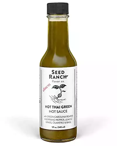 Seed Ranch - HOT Thai Green Carolina Reaper - FEATURED ON HOT ONES! Organic Gourmet Hot Sauce - Paleo, Low Carb, Gluten Free - With Garlic, Lemongrass, Thai Ginger, Cilantro, Basil