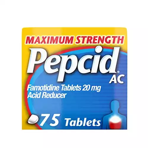 Pepcid AC Maximum Strength Heartburn Relief Tablets, Prevents & Relieves Heartburn Due to Acid Indigestion & Sour Stomach