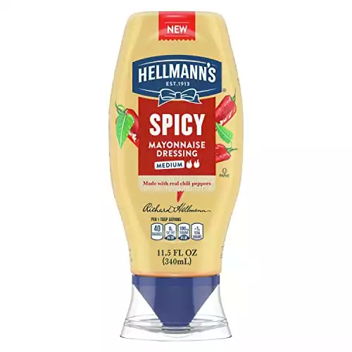 Hellmann's Spicy Mayonnaise Dressing For a Rich, Creamy Condiment Squeeze Bottle Made with Real Chili Peppers 11.5 oz