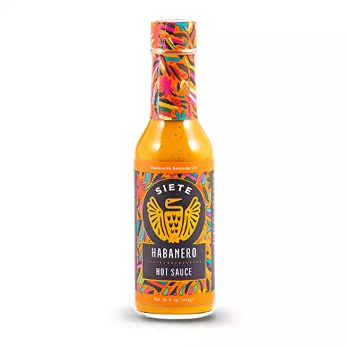 Siete Habanero Hot Sauce, 1-Pack, 5 oz Bottles - Whole30 Approved & Vegan Friendly - Fiery Taquería Sauce with Flax, Chia & ACV