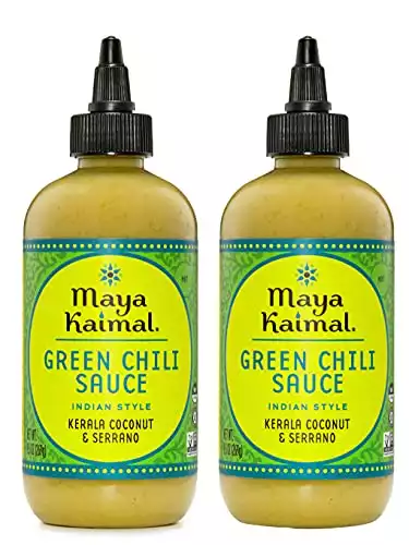 MAYA KAIMAL Green Chili Sauce | 9.5oz (PACK of 2) | Easy Squeeze Bottle | Vegan, Non-GMO, Gluten Free