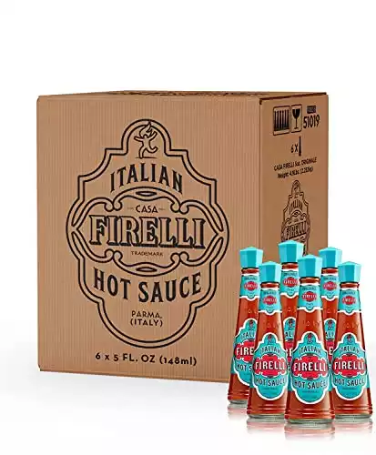 FIRELLI Italian Hot Sauce | 5oz Bottle (Pack of 6) | Perfect Kick for Pizza, Ramen, Eggs | Great Balanced Flavor, Gluten Free, Keto, All Natural, Made in Italy With Calabrian Chili Peppers