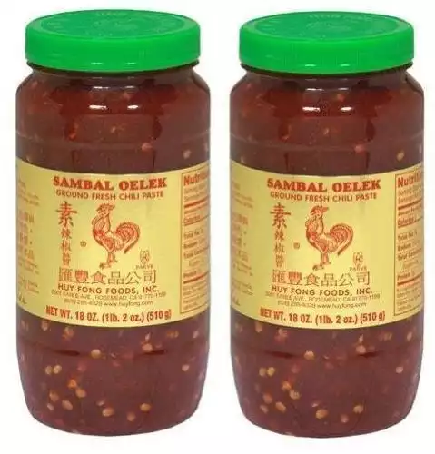 Huy Fong Sambal Oelek Ground Fresh Chili Paste (Large 18 oz Jars) 2 Pack, Set of 2