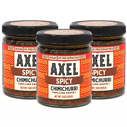 Chimichurri Sauce Spicy - Grilling and BBQ Sauce - Keto/Paleo Friendly, Vegan, Gluten-free, Non-GMO, 9 Ounce 3-Pack - By AXEL Provisions (Spicy)