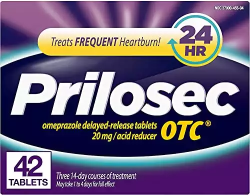Prilosec OTC, Omeprazole Delayed Release, Acid Reducer, Treats Frequent Heartburn for 24 Hour Relief