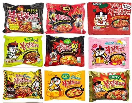 (9 Flavors) Samyang Spicy Chicken Hot Ramen Noodle Buldak Variety Pack